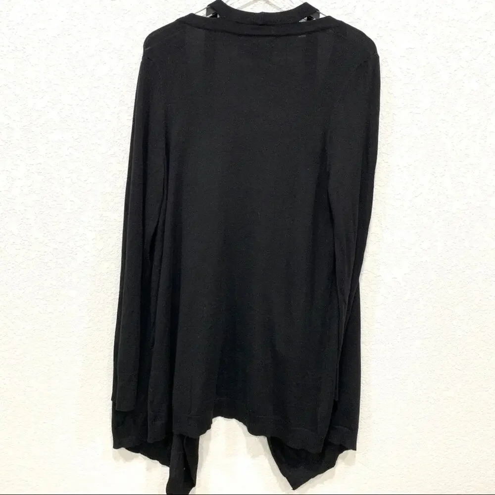 Marled Reunited Hi-Low Cut Out‎ Neck Black Cardigan